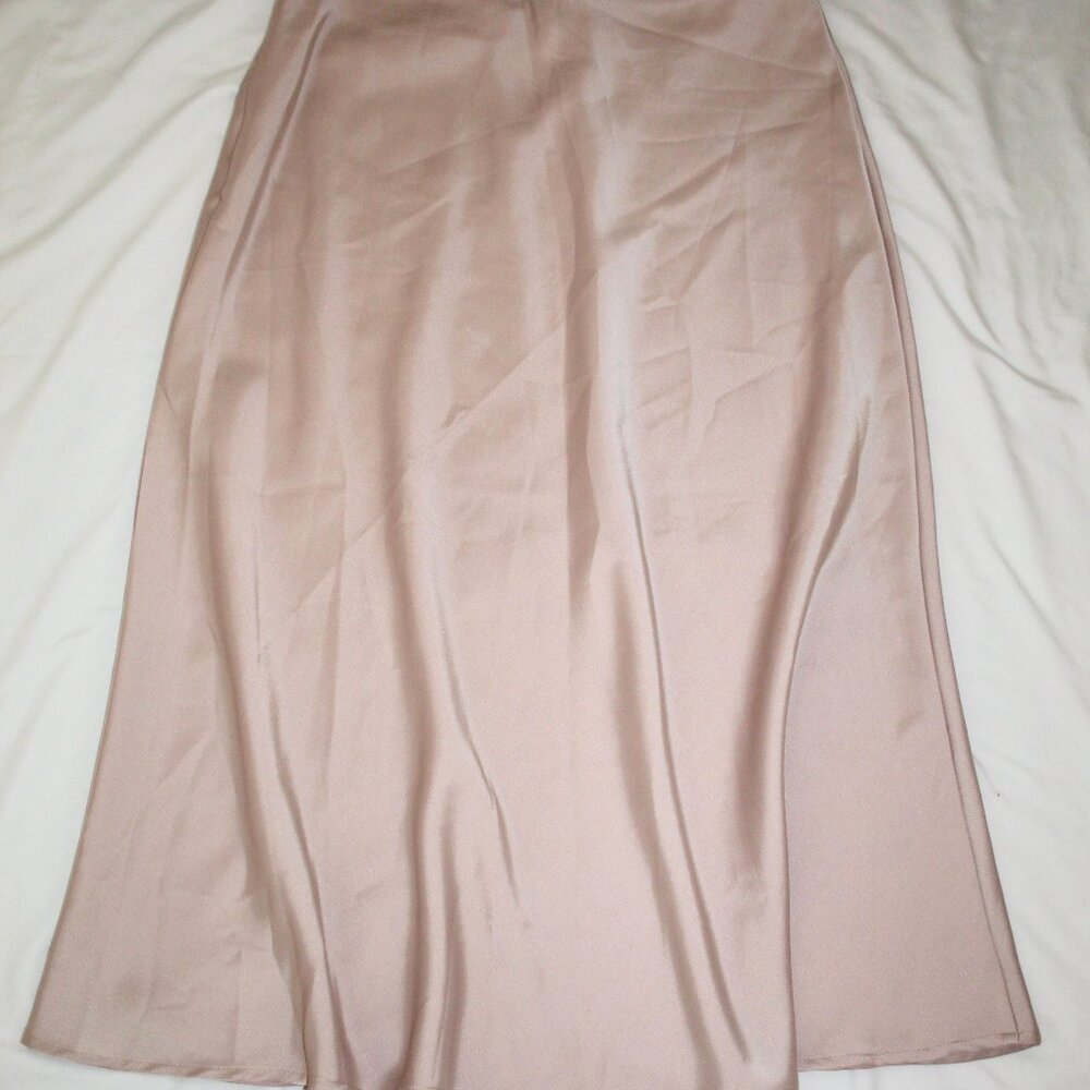 Lyaner Rose-Pink Silk Midi Skirt Size L